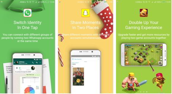 parallel space app for two whatsapp, snapchat accounts on same phone