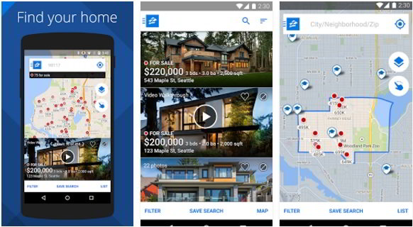 free Zillow real estate app