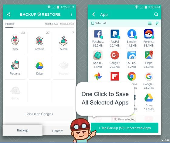 backup and restore app for Android