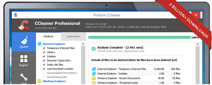 ccleaner - best Windows 10 apps