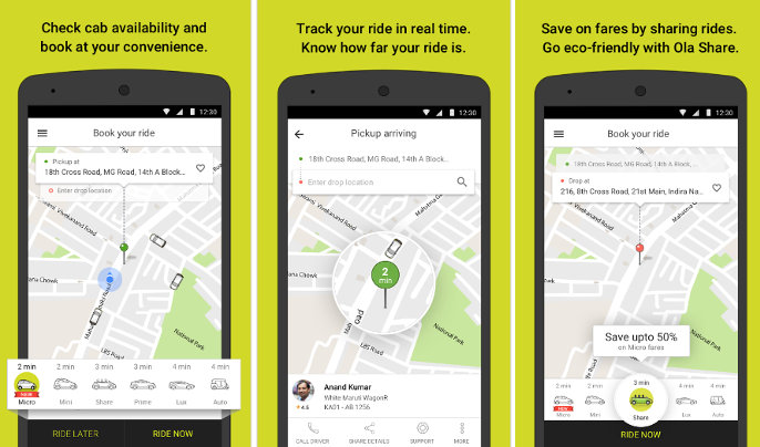 ola cabs - best ride sharing apps