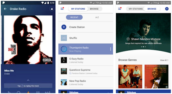 pandora radio android wear