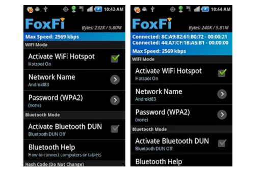 FoxFi - a legjobb tethering alkalmazások Androidhoz