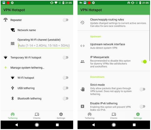 VPN Hotspot - nejlepší aplikace pro tethering pro Android