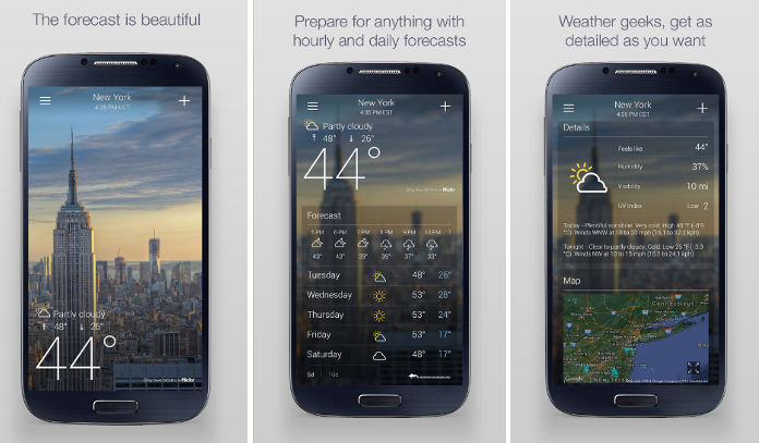 Yahoo Weather widget app for Android