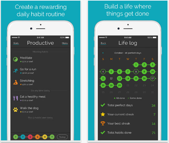 Productive goal setting app for iPhone, iPad