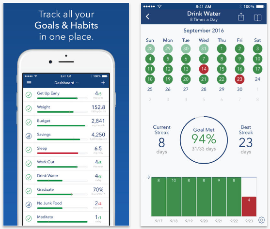 Strides goals setting app for iOS