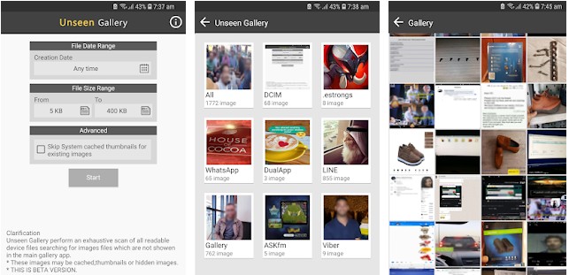 Unseen Gallery - best apps to recover deleted photos