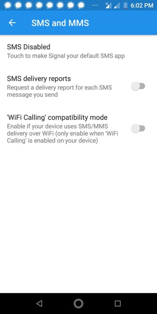 SMS and MMS settings