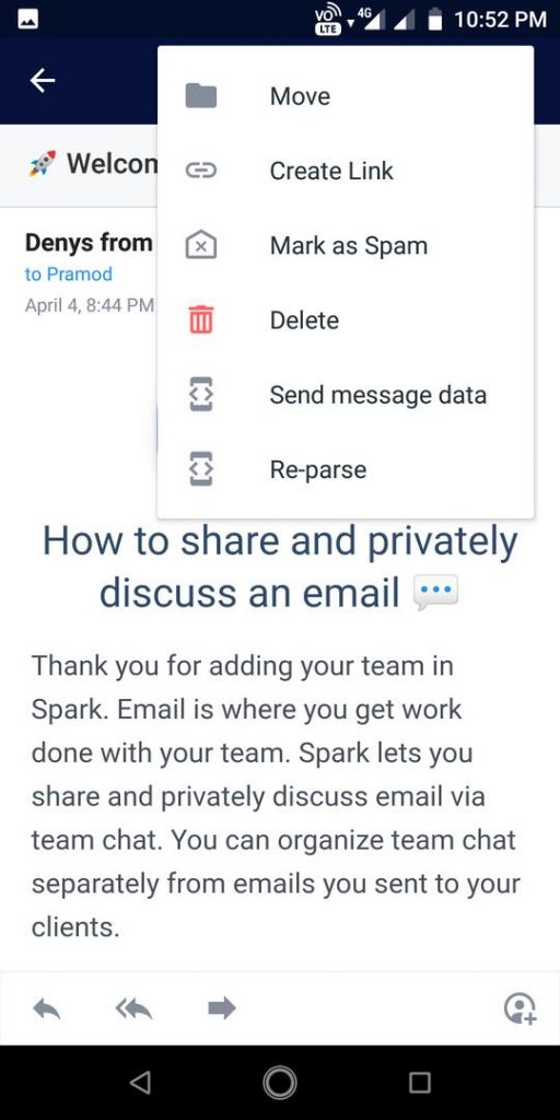 Spark email view