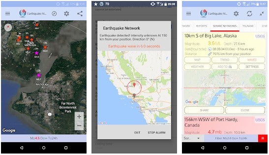 Earthquake Network app