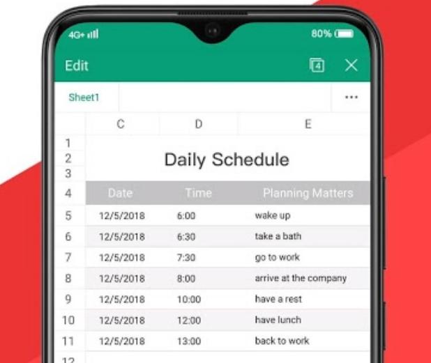 Wps Spreadsheets app for Android and iOS